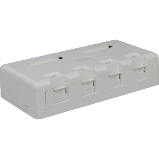 Vtičnica, 4xRJ45, UTP cat.5e, IDC sistem, N/O, 135x65x30mm, bela