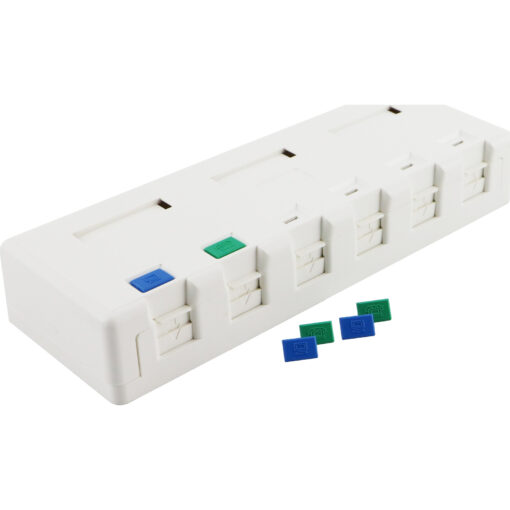 Vtičnica, 6xRJ45, UTP cat.6, IDC sistem, N/O, 190x65x30mm, bela