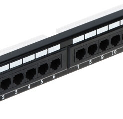 Priključni panel, 12xRJ45, UTP cat.5e, 10" 1HE, črn