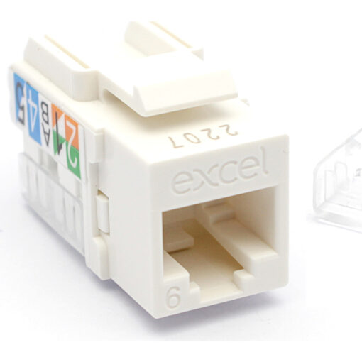 Excel modul cat.6, brez zaščite, keystone, 90 stopinj, bel