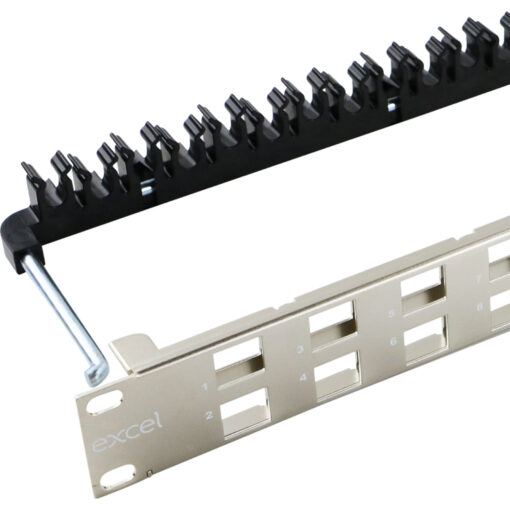 Excel U/L kotni patch panel, 24 portov, K/stone, 1U, krom