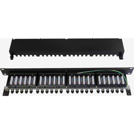 Excel patch panel cat.6A, 24 portov, z zaščito, 1U, P/D, črn - Image 3