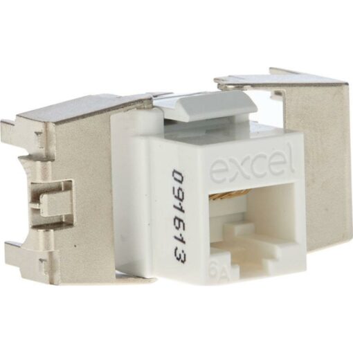 Excel modul K/S cat.6A, brez zaščite, nizek profil, T/Less, bel, PK24