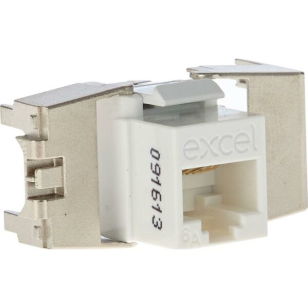 Excel modul K/S cat.6A, brez zaščite, nizek profil, T/Less, bel, PK24