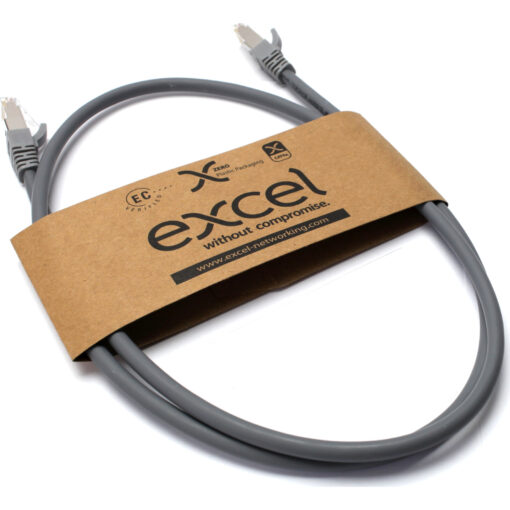 Excel U/UTP kabel cat.6, P/Lead, LSOH, z rezilom, 0,3m, siv, PK10 - Image 2