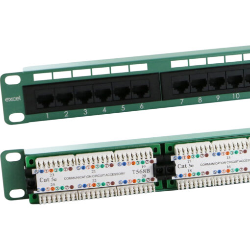Excel UTP patch panel cat.5E, 1U, 24 portov, zelen