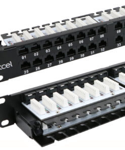 Excel PCB patch panel cat.5E, 1U, R/Angle, 48 portov, črn