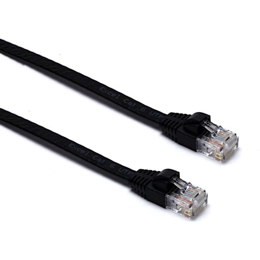 Excel U/UTP patch/lead kabel cat.6, ploski, LSOH, 0,2m, črn