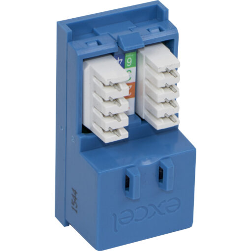 Excel UTP modul RJ45 cat.5E, brez zaščite, nizek profil, Euro, moder - Image 2