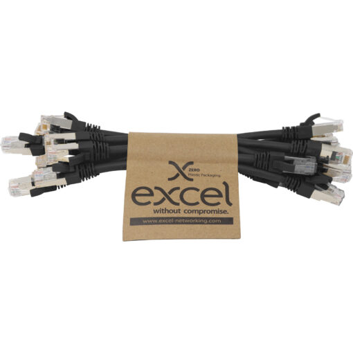Excel S/FTP kabel cat.6A, P/Lead, LSOH, 215mm, črn, PK10 - Image 2