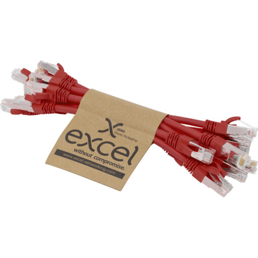 Excel S/FTP kabel cat.6A, P/Lead, LSOH, 215mm, rdeč, PK10 - Image 3
