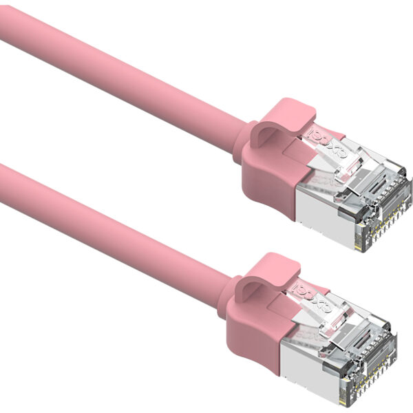 Excel patch/lead kabel cat.6A, mini, 28AWG, 2m, roza
