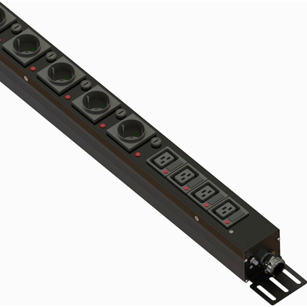 Excel električni razdelilnik, VT 1P PDU 8xSCH 4xC19 INT3 32A Comm, 3m, BF - Image 3