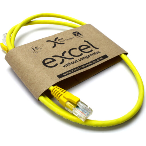 Excel U/UTP kabel cat.5E, P/Lead, LSOH, z rezilom, 0,2m, rumen, PK10 - Image 2
