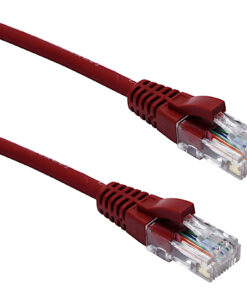 Excel U/UTP kabel cat.5E, P/Lead, LSOH, z rezilom, 0,3m, rdeč, PK10