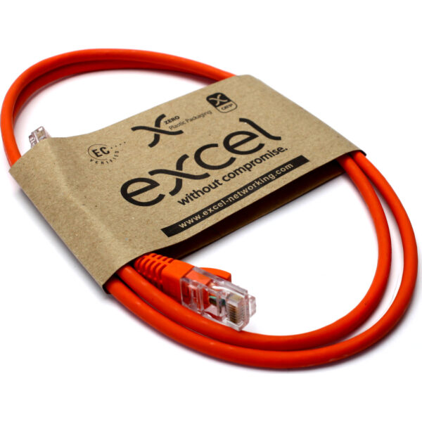 Excel U/UTP kabel cat.5E, P/Lead, LSOH, z rezilom, 1m, oranžen - Image 2