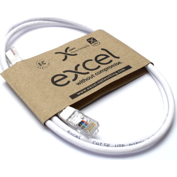 Excel U/UTP kabel cat.5E, P/Lead, LSOH, z rezilom, 1,5m, bel - Image 2