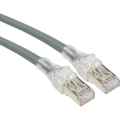 Excel S/FTP kabel cat.6A, HD, P/L, LSOH, z rezilom, 0,5m, siv, PK10
