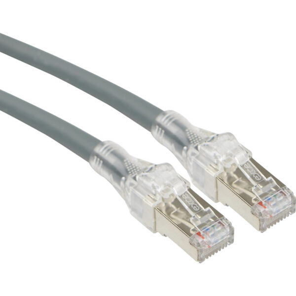 Excel S/FTP kabel cat.6A, HD, P/L, LSOH, z rezilom, 0,5m, siv, PK10